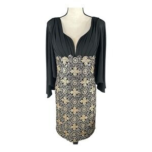 Feriani Couture  Knee Length Size 8 Sequin Black/Gold Special Ocasión Dress